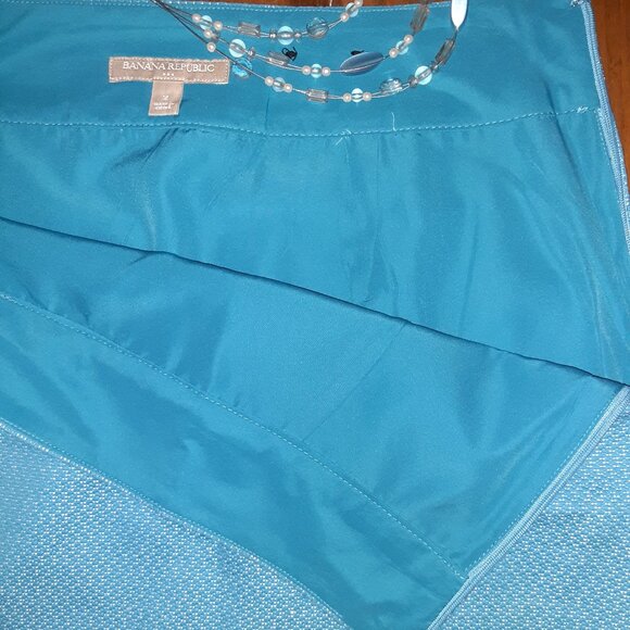 Banana Republic * Aqua Linen Skirt * Sz 2 * 29 1/2" Waist * Lined * - Picture 9 of 11